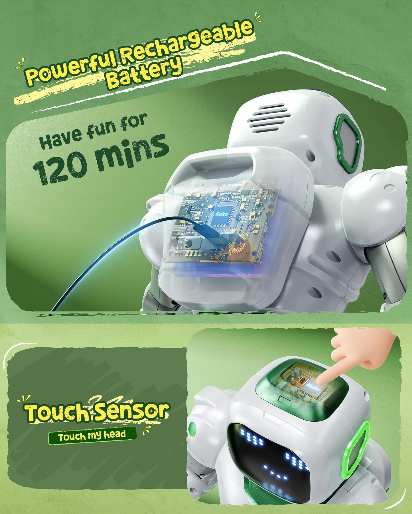 Ruko Robot Toys for Kids, Large Smart Remote Control Carle Robots with Voice and App Control, Music, Dance, Record, Programmable, Interactive, Gifts for Kids 4-9 Year Old Boys and Girls