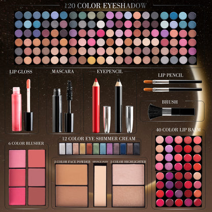 DUER LIKA Professional Makeup Kit for Women with Mirror 120 Colors Cosmetic Makeup Gift Set Combination with Eyeshadow Facial Blusher Eyebrow Powder Face Concealer Powder Eyeliner Pencil MU28