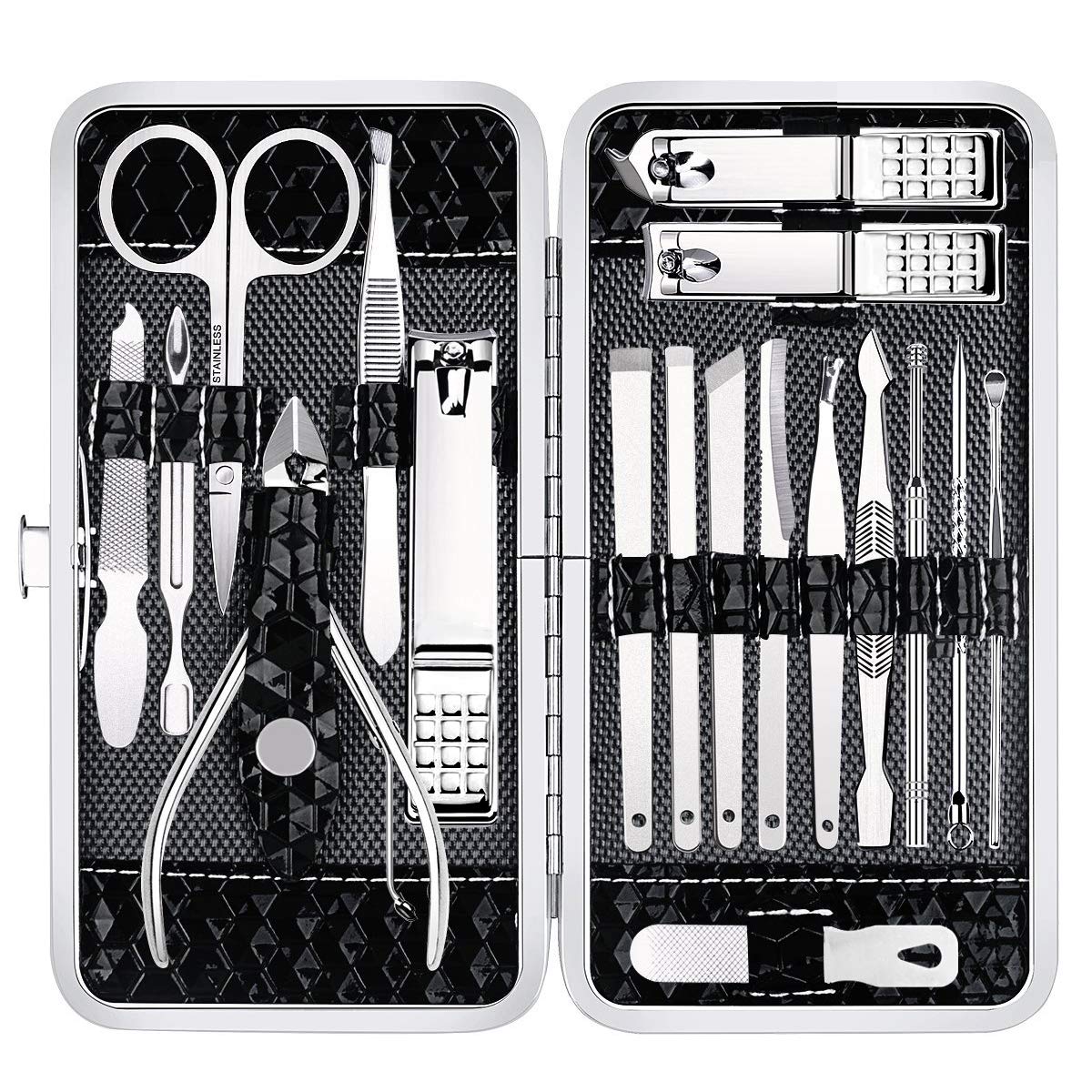 UPDATE: DEAD! Manicure Set Nail Clippers Pedicure Kit -18 Pieces Stainless Steel Manicure Kit, Professional Grooming Kits, Nail Care Tools with Luxurious Travel Case Black