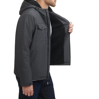 Levi's Men's Soft Shell Hooded Storm Coat (Regular & Big & Tall Sizes), Graphite Heather Sherpa, S