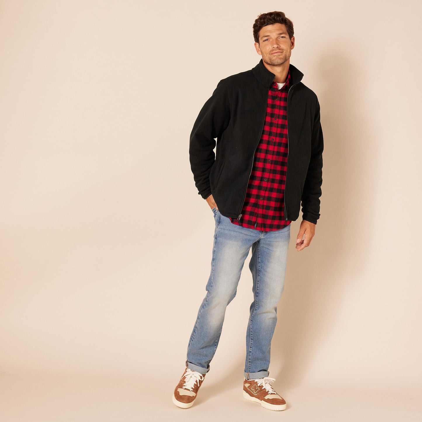 Amazon Essentials Men's Full-Zip Fleece Jacket (Available in Big & Tall), Black, Medium