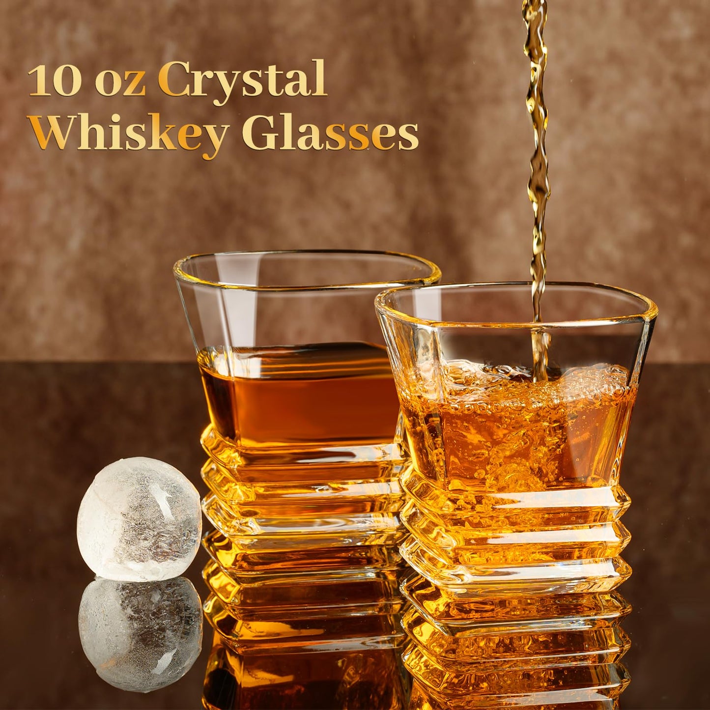 PARACITY Whiskey Glasses Set of 2, Old Fashioned Cocktail Glass, 10 OZ Whiskey Glasses, Bourbon Glasses, Glasses for Scotch, Liquor Vodka, Bourbon, Whiskey Gifts for Men, Husband, Boyfriend