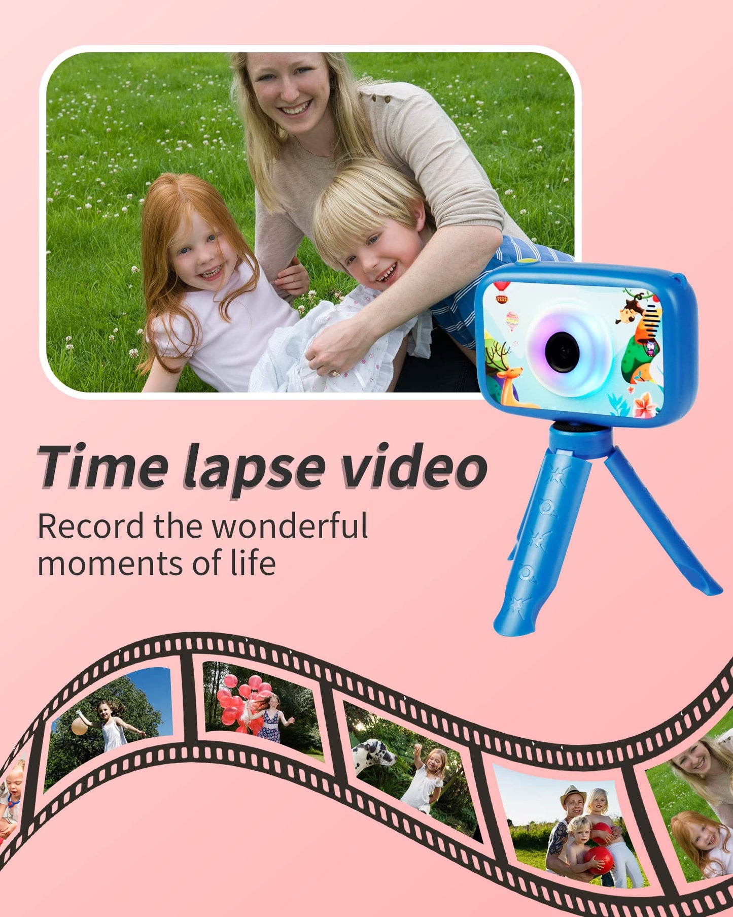 FiliWel Kids Camera, HD Digital Video Camera for Kids 3-9, 2.4 Inch Display Selfie Toddler Camera Toy with 32GB SD Card, Christmas Birthday Gifts for Boys and Girls