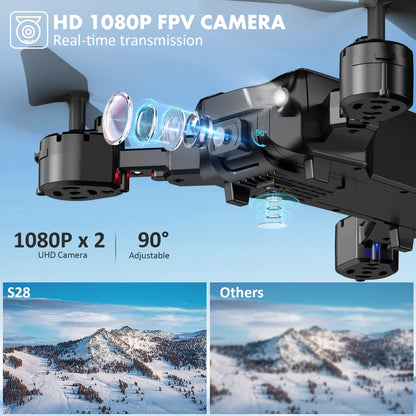 MAETOT Drone with Camera for Kids, Foldable 1080P HD FPV Drones for Kids 8-12, 2 Batteries 30mins Flight Time WiFi RC Quadcopter, One-key Take off/Landing Altitude Hold Headless Mode with Carry Case