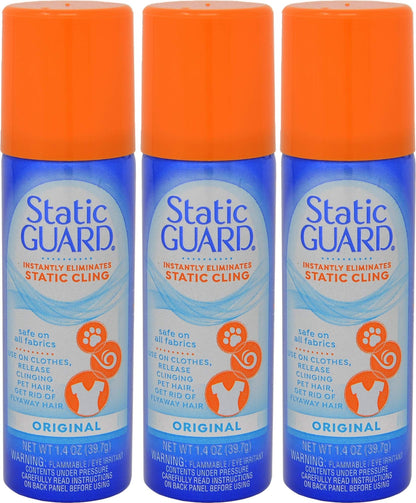 Static Guard Fabric Spray, Original Sent, 1.4 Ounce Can (Pack of 3)