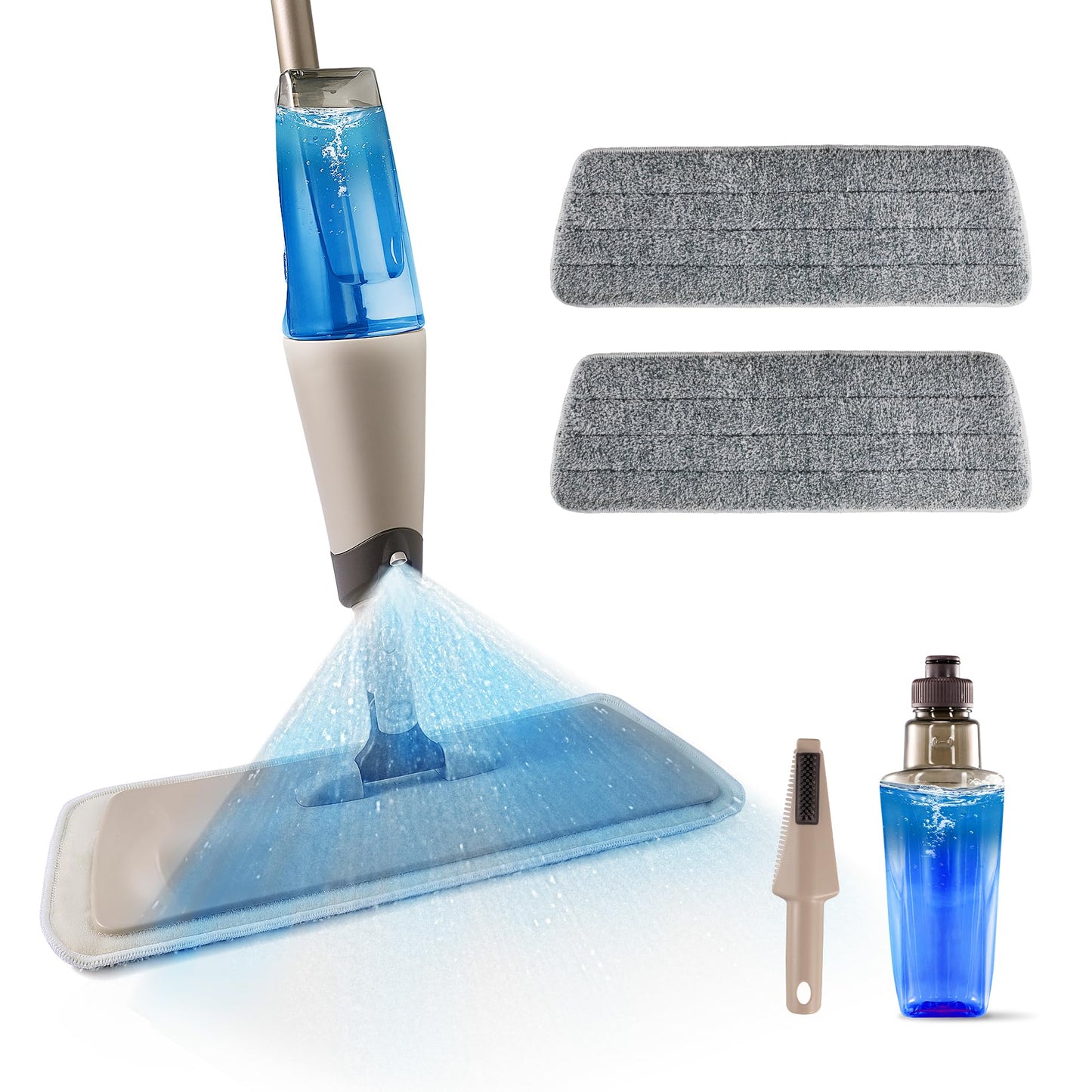 Eyliden Spray Mop, Mops for Floor Cleaning with 2pcs Microfiber Reusable Pads and 22 oz Bottle, Wet Jet Flat Mop for Wood Hardwood Laminate Ceramic Tiles Floor Cleaner Tools