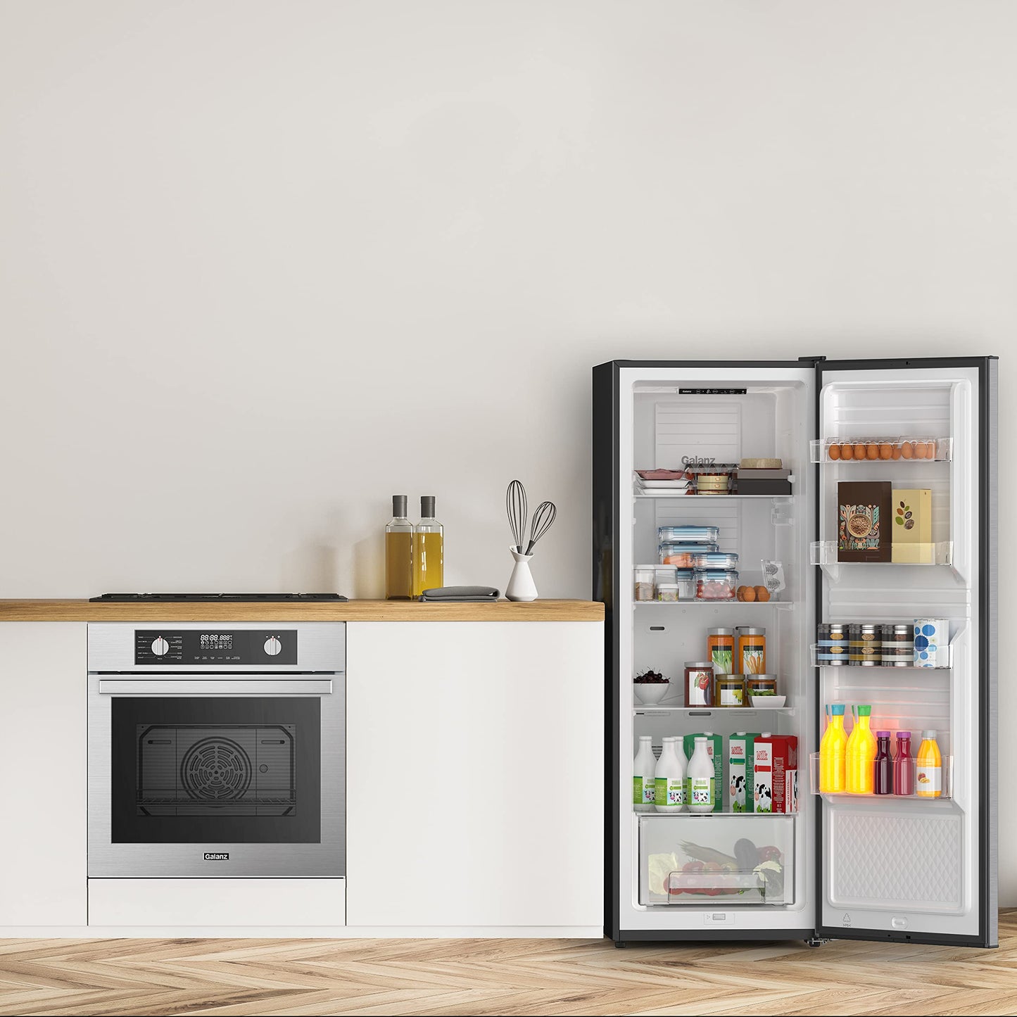 Galanz GLF11US2A16 Upright Temperature Control Convertible Refrigerator/Freezer, Stainless Steel, 11 Cu.Ft
