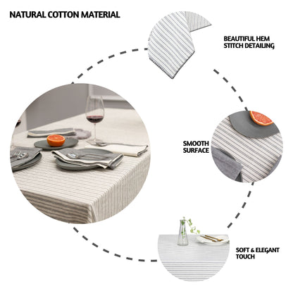 Folkulture Table Cloth for Rectangle Table 60 x 72 Inches, 100% Cotton Boho Tablecloth for Farmhouse Tabletop Decorations, Bohemian Table Cover or Tableclothes for Rustic Wedding, Charcoal Gray