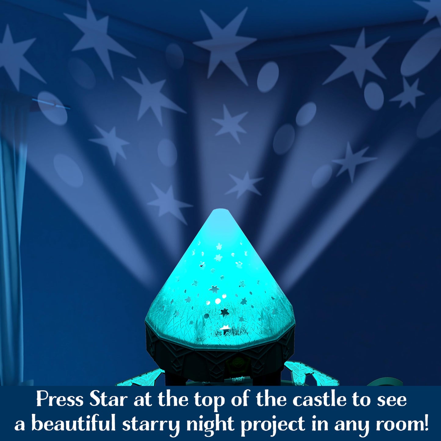 Mattel Disney Wish Rosas Castle Dollhouse Playset with 2 Posable Mini Dolls, Star Figure, 20 Accessories, Light-Up Projection Dome & More