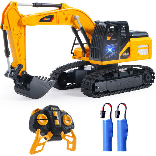 JOYIN Remote Control Excavator Toys for Boys, 2.4Ghz RC Excavator Toy with Light, Construction Toys for Boys 3-5 4-7 8-12 Year Old Kids, Birthday Gift