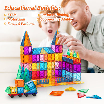 SUNHE YHK 100Pcs Magnetic Tiles Kids Toys STEM Magnet Toys for Toddler Montessori Magnetic Blocks Building Toys Preschool Learning Sensory Creativity Toys for 3+ Year Old Boys and Girls