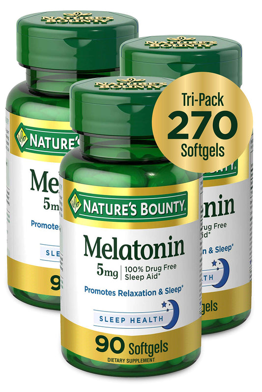 Nature's Bounty Melatonin 3mg, 100% Drug Free Sleep Aids for Adults, Supports Relaxation and Sleep, Dietary Supplement, 240 Count (Pack of 2)