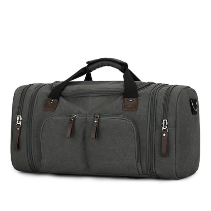 Duffle Bag for Men Travel, Gym Weekender Overnight Canvas Carry on Bag for Women with Trolley Sleeve Wet Pocket Personal Item Work Sports Bags Camping Expandable Bag, Grey