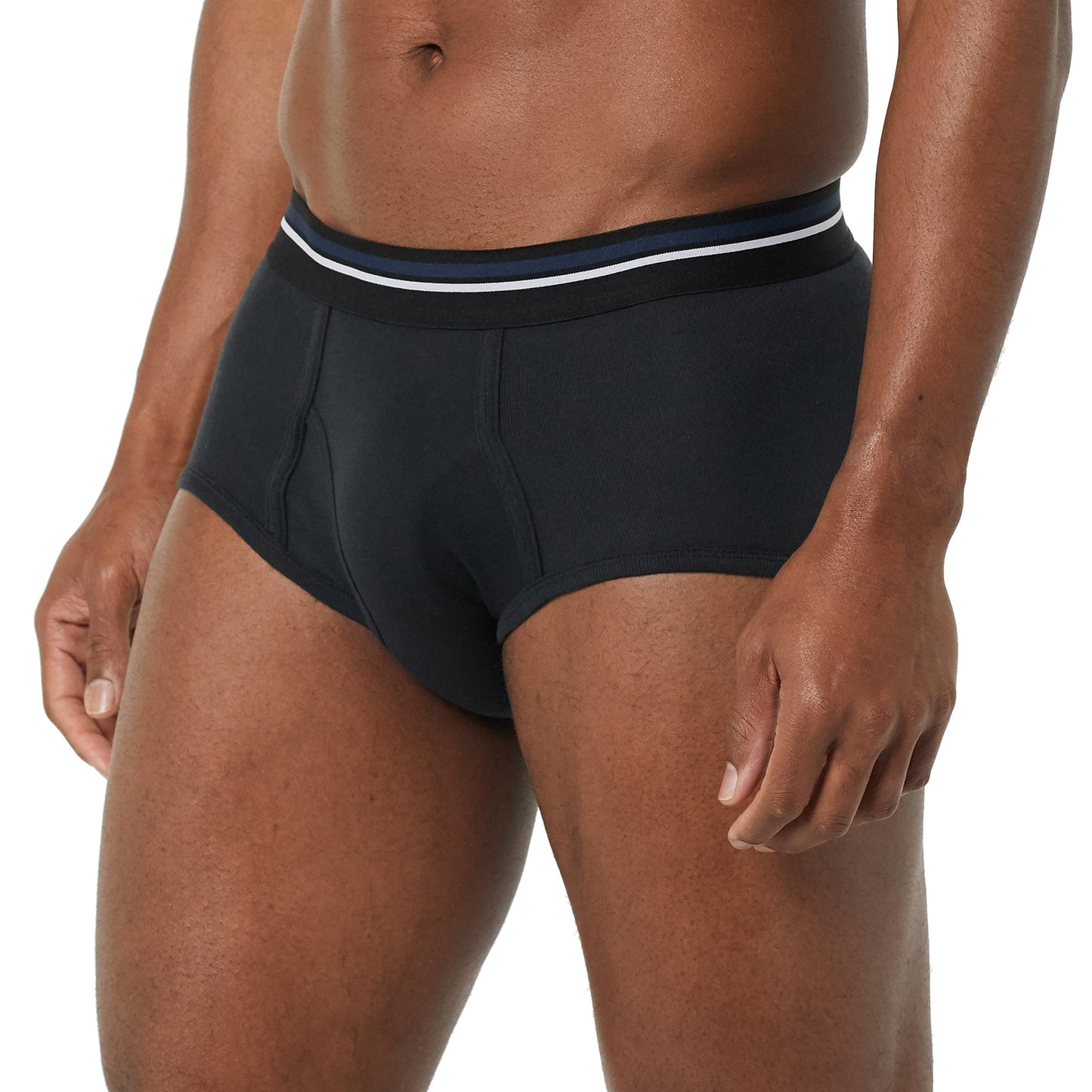 Amazon Essentials Men's Tag-Free Cotton Briefs, Pack of 7, Black, Medium