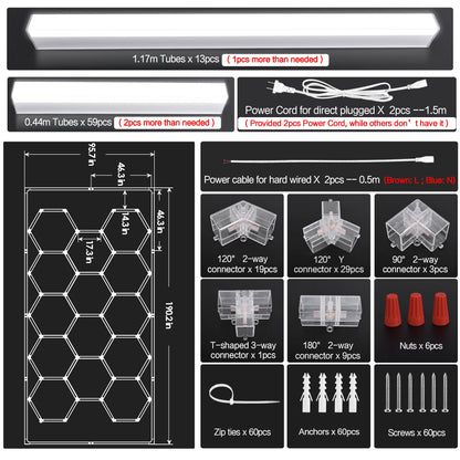 MODERN Hexagon Garage Light: Higher Brightness 720W 86400 Lumens Hexagon Led Garage Light with Rectangle Border 6500K for Garage, Basement, Warehouse, Auto Beauty Shop, Car Detailing Shop etc.