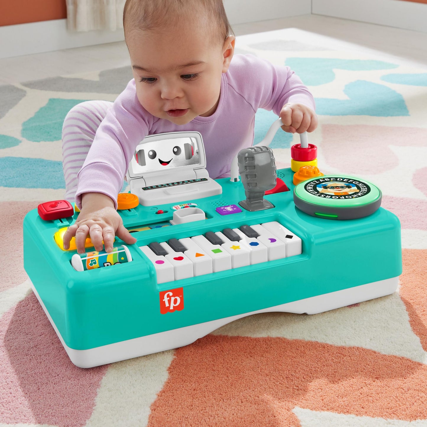 Fisher-Price Laugh & Learn Baby & Toddler Toy Mix & Learn DJ Table Musical Activity Center with Lights & Sounds for Ages 6+ Months