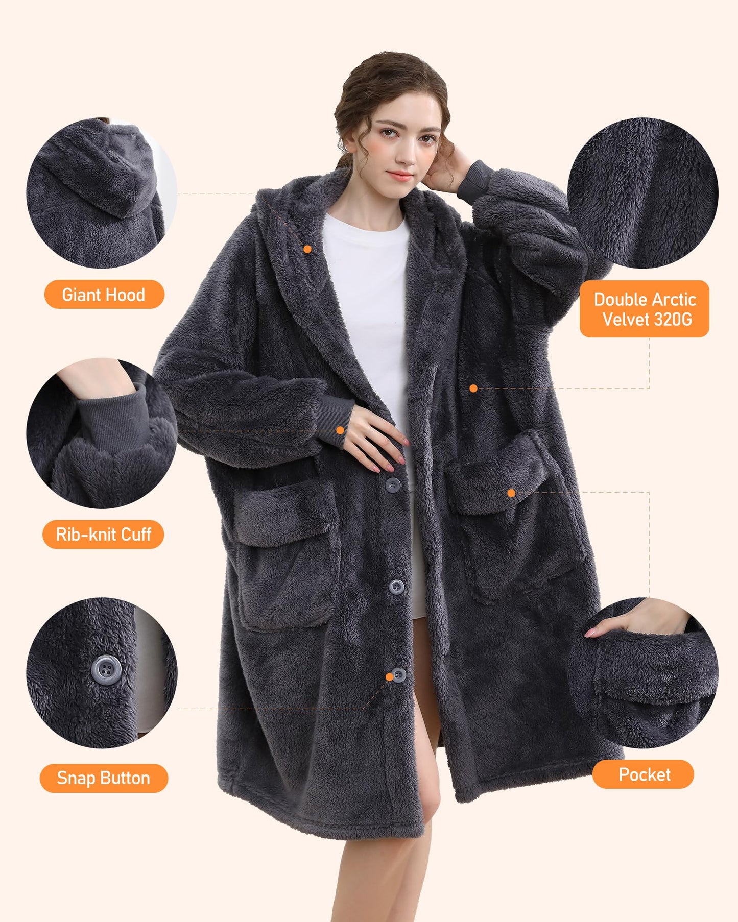 SANDOLONI Oversized Wearable Blanket Hoodie, Soft Sherpa Fleece Hoodie, Christmas Hoodie Blanket Gifts for Women Men and Adults, Stay Warm and Cozy.