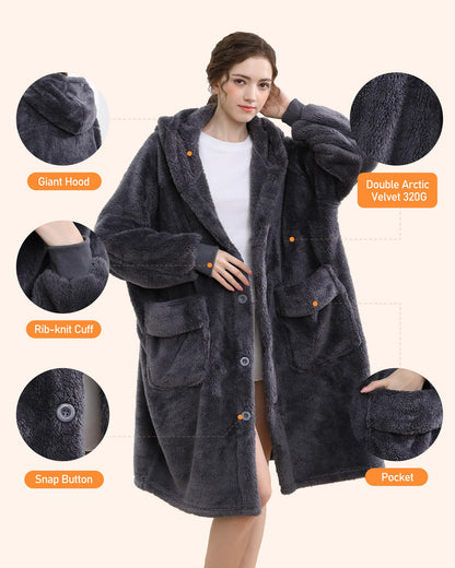SANDOLONI Oversized Wearable Blanket Hoodie, Soft Sherpa Fleece Hoodie, Christmas Hoodie Blanket Gifts for Women Men and Adults, Stay Warm and Cozy.