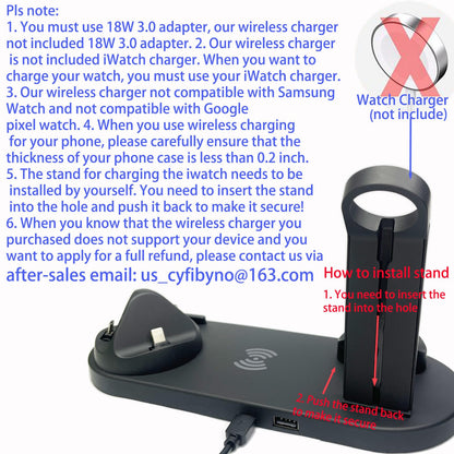 4 in 1 Wireless Charger for iPhone, Magnetic 4 in 1 Fast Charging Station Charger for Magsafe for iPhone 15/14/13 /Pro/Pro Max/12/11/X/Xr/XS/8, for AirPods, Apple Watch, Samsung, Google Pixel (Black)