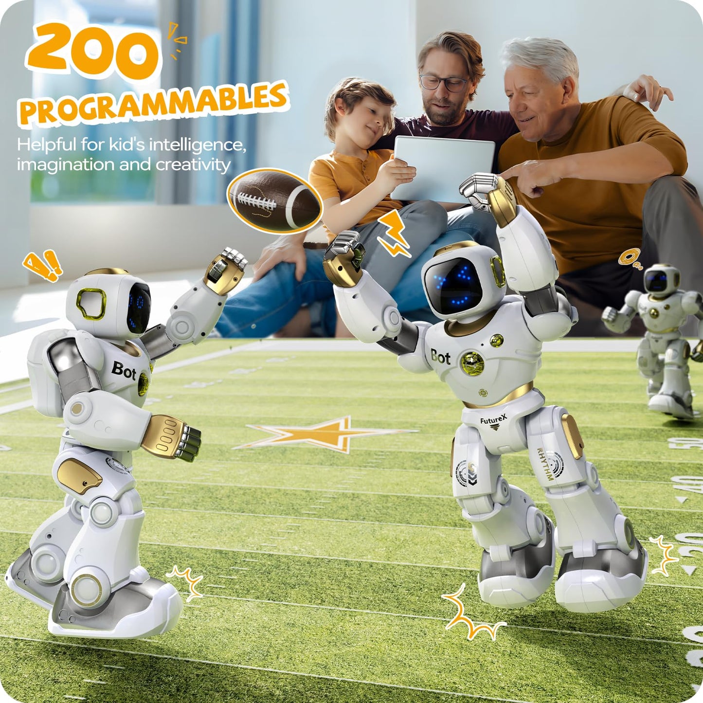 Ruko Smart Robot for Kids, Large Programmable Interactive STEM RC Robot, Voice Control and App Control, Gifts for Boys and Girls 4 5 6 7 8 9, Gold