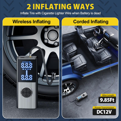 EnjoyNest Tire Inflator Portable Air Compressor, 20000mAh Portable Air Pump with Digital Pressure Gauge, LED Light, 38L/Min Fast Inflation for Cars, Bikes & Motorcycle Tires, Inflatables, Balls