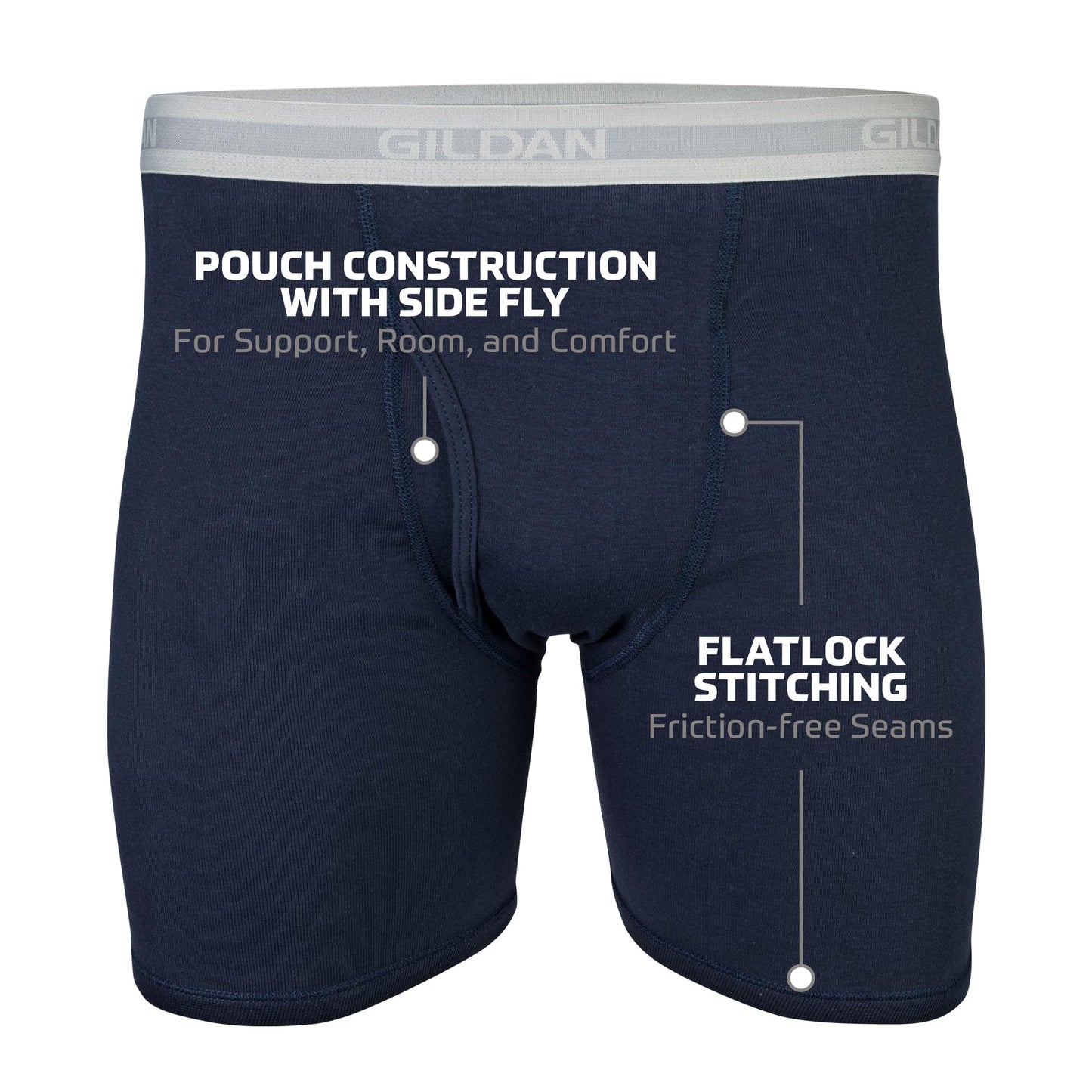 Gildan Men's Underwear Boxer Briefs, Multipack, Mixed Navy