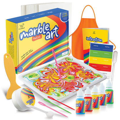 Marble Painting Kit - Kids Art, Water Marbling Paint Kit for Kids Ages 8-12 Girls & Boys, Fun Activity Water Marbling Paint Art Kit for Kids, 5 Paint Colors, Perfect Kids Gift for All Ages