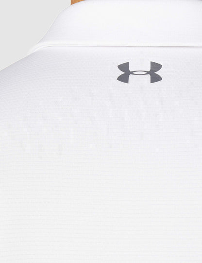 Under Armour Men's Tech Golf Polo, White (100)/Graphite, Large Tall