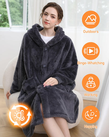 SANDOLONI Oversized Wearable Blanket Hoodie, Soft Sherpa Fleece Hoodie, Christmas Hoodie Blanket Gifts for Women Men and Adults, Stay Warm and Cozy.