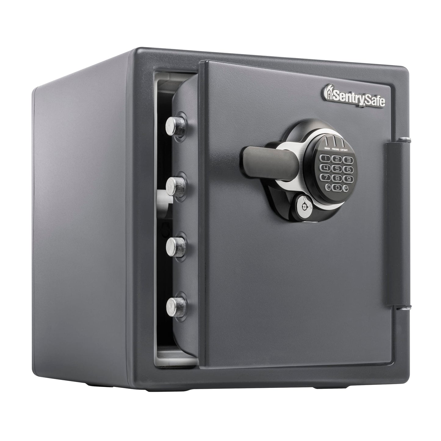 SentrySafe Fireproof and Waterproof Steel Home Safe with Digital Keypad Lock, 2 Hour Fireproof Rated Safe for Home, 1.23 Cubic Feet, 17.8 x 16.3 x 19.3 inches, STW123GTC, Black