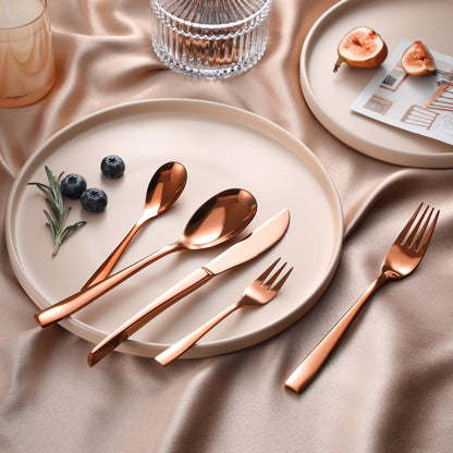 vancasso Silverware Set for 6, 30 Piece Stainless Steel Cutlery Set Rose Gold, Flatware Set Includes Forks Spoons Knives, Mirror Polished, for Fancy Kitchen Home Restaurant Party, with Gift Box
