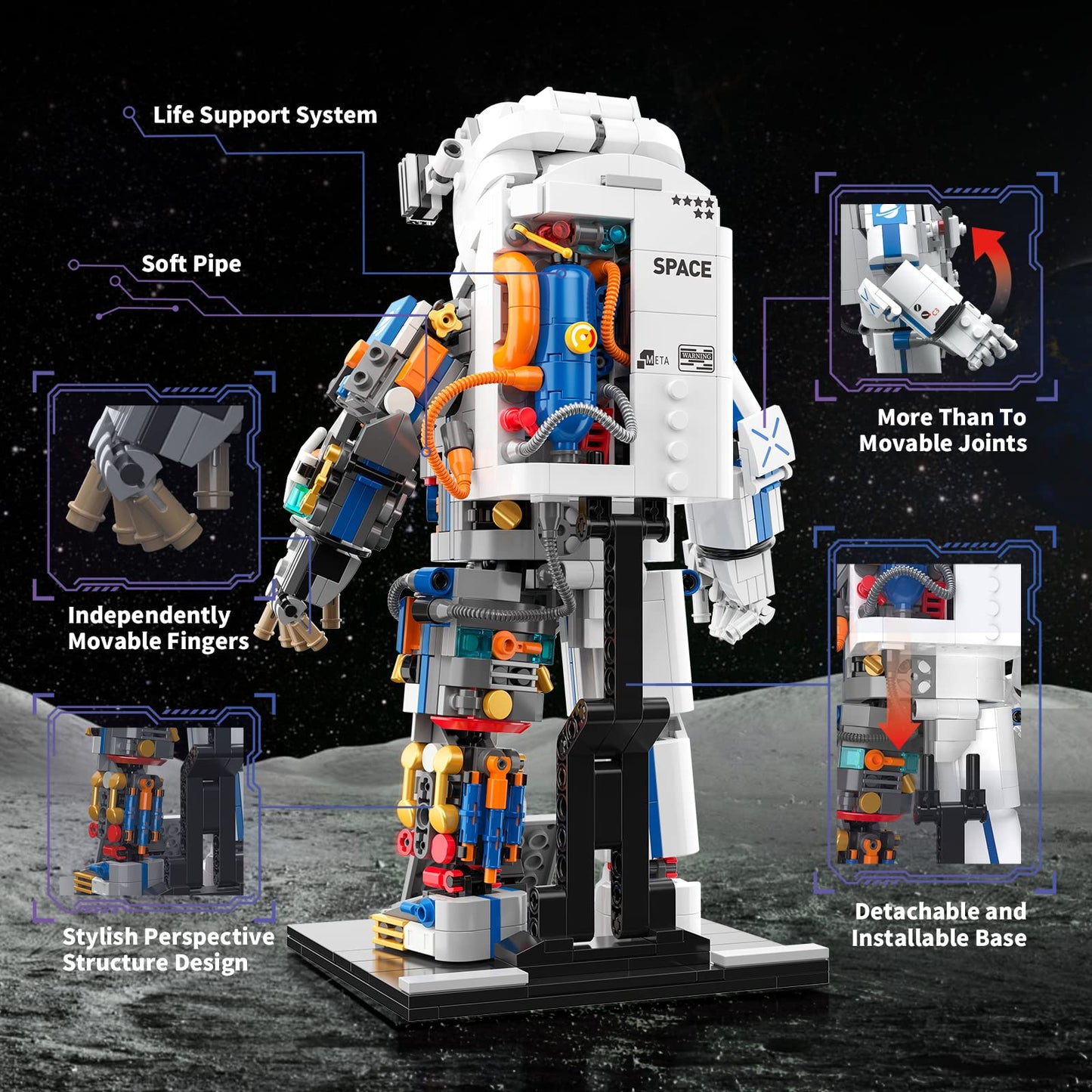 Haiwon Space Exploration Astronaut Toys Building Kit, STEM Educational DIY Spaceman Playset Building Toys for Adults and Kids 12+, Best Collectible Toys Gifts for Boys Girls (900 Pieces)
