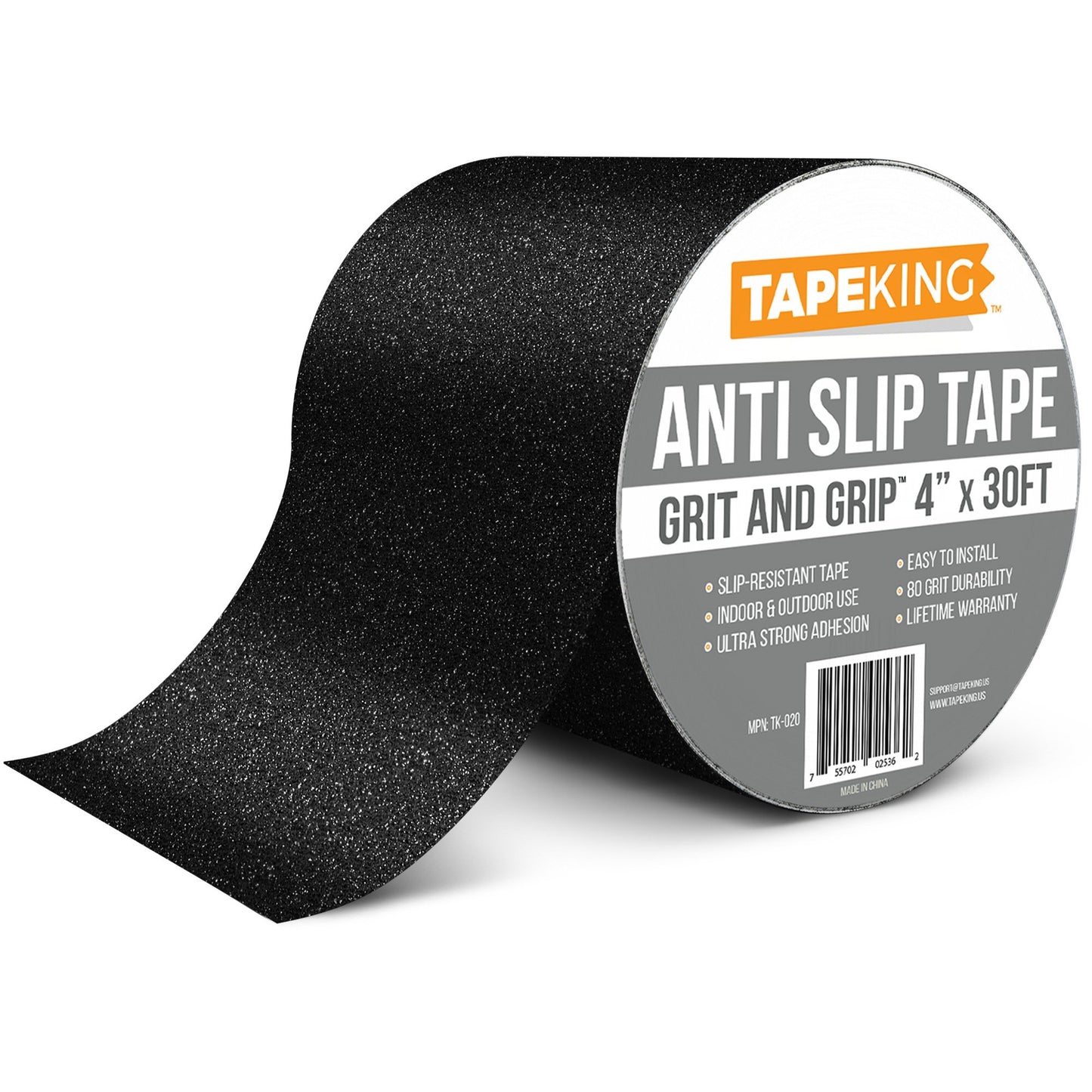 Tape King Anti-Slip Tape, 4" x30' Roll - Indoor/Outdoor Safety Traction for Stairs, Steps, Ramps, Treads