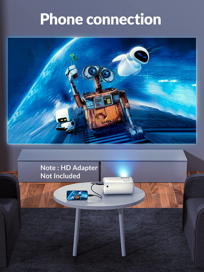 Mini Projector, CLOKOWE 2024 Upgraded Portable Projector with 9000 Lux and Full HD 1080P, Movie Projector Compatible with iOS/Android Phone/Tablet/Laptop/PC/TV Stick/Box/USB Drive/DVD/Game Console
