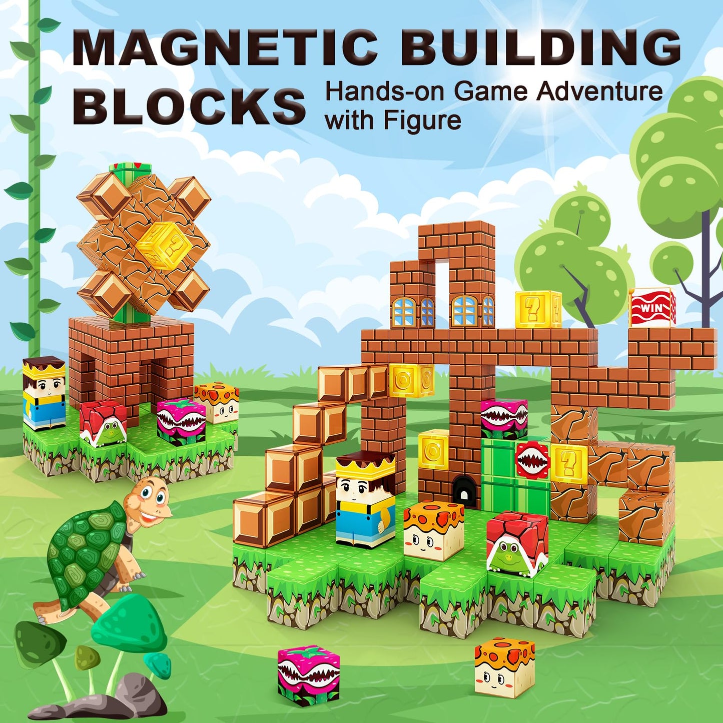 Magnetic Blocks Building Toys - Build Mine Magnet World Set, Magnet Toys for Boys & Girls Ages 5-7, Buildable Game Elements Gifts Toys for 3+ Year Old Boys & Girls