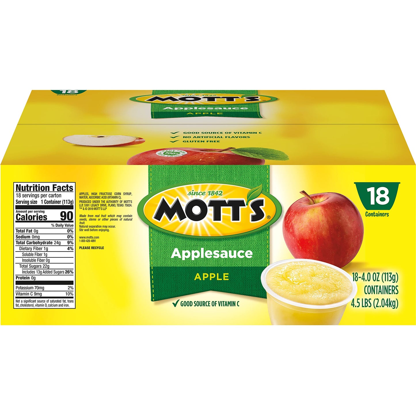 Mott's Applesauce, 4 oz cups, 18 count (Pack of 4)