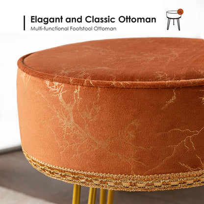 Soohow Vanity Chair Foot Stool Ottoman, Round Small Vanity Stool Chair for Makeup Room, Stool for Vanity Chair for Makeup Room with Metal Legs, Ottoman Foot Rest Makeup Chair for Vanity, Living Room