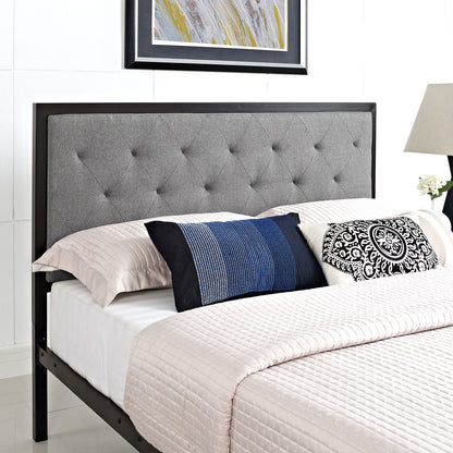 UPDATE: DEAD! Modway Mia Upholstered Brown Beige Tufted Platform Bed with Metal Slat Support in Full