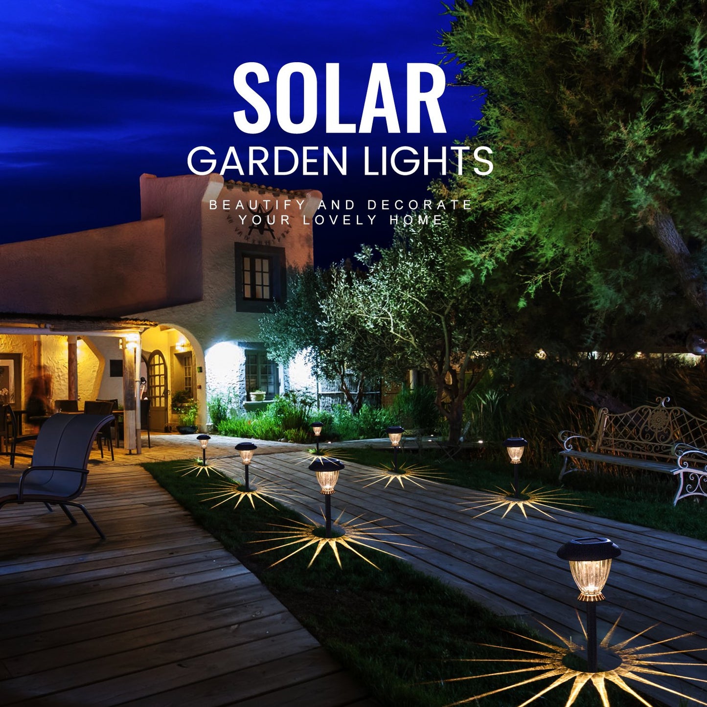 SUNWIND Solar Pathway Lights Outdoor Waterproof Glass Landscape Lights 6-Pack Warm White LED for Garden,Path,Patio Yard,Walkway and Driveway (Bronze Metal)