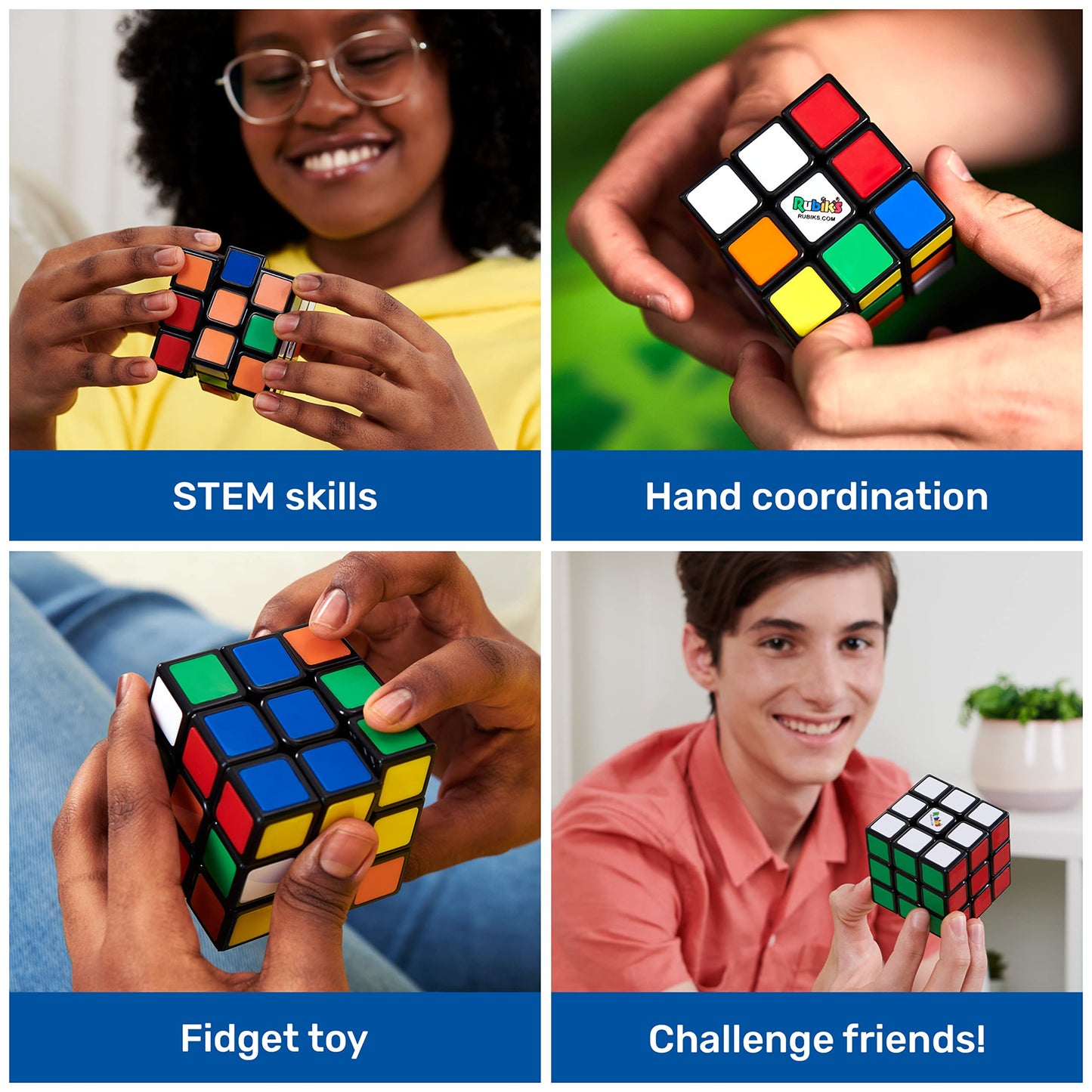 Rubik's Re-Cube, The Original 3x3 Cube Made with 100% Recycled Plastic 3D Puzzle Fidget Cube Stress Relief Travel Game, for Adults and Kids Ages 8+