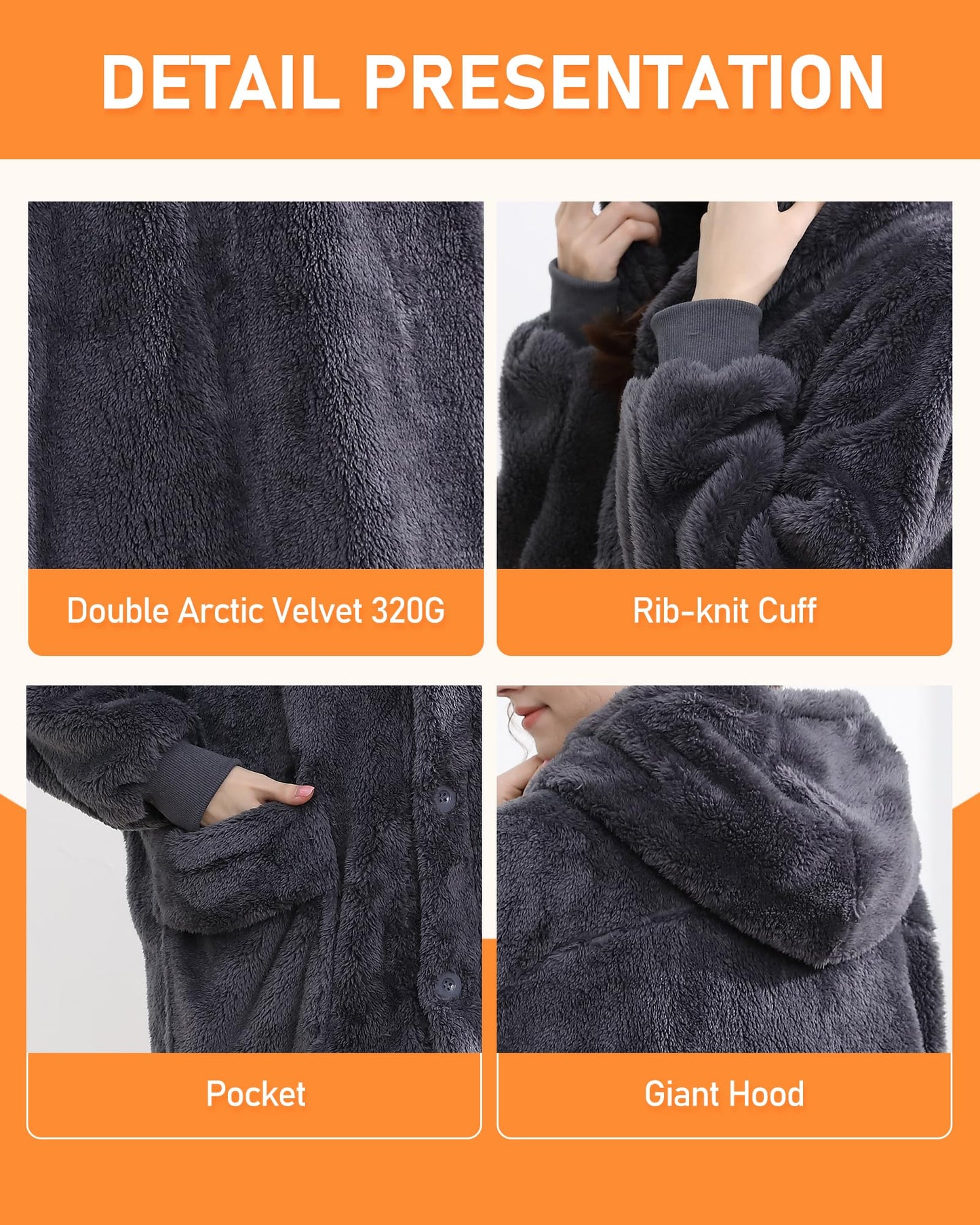 SANDOLONI Oversized Wearable Blanket Hoodie, Soft Sherpa Fleece Hoodie, Christmas Hoodie Blanket Gifts for Women Men and Adults, Stay Warm and Cozy.