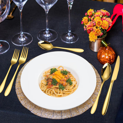 A · HOUSEWARE Gold Silverware Set for 8 Stainless Steel Flatware 40 Piece Fork Spoon Knife Heavy Duty Thick Handle Parties Dishwasher Safe Family Gatherings Parties and Formal Occasions