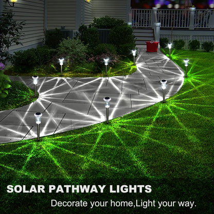 LIANGLOME Solar Lights Outdoor - IP65 Waterproof Solar Pathway Lights Stainless Steel Outdoor Solar Lights for Yard Patio Lawn Walkway and Landscape Cool White (6 Pack)
