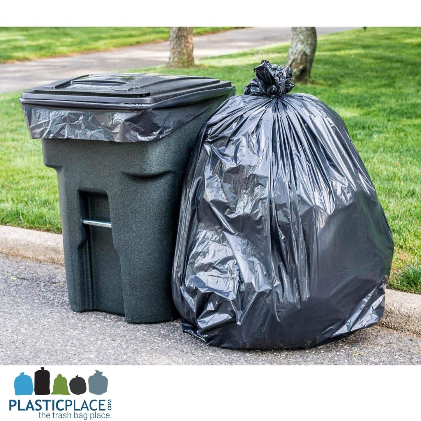 Plasticplace 95-96 Gallon Trash Bags │ 2.0 Mil │ Black Heavy Duty Garbage Can Liners │ 61” x 68” (50 Count)