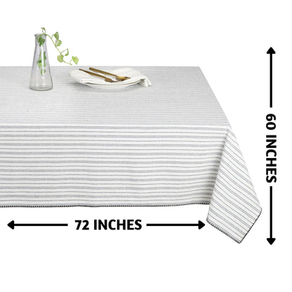 Folkulture Table Cloth for Rectangle Table 60 x 72 Inches, 100% Cotton Boho Tablecloth for Farmhouse Tabletop Decorations, Bohemian Table Cover or Tableclothes for Rustic Wedding, Charcoal Gray