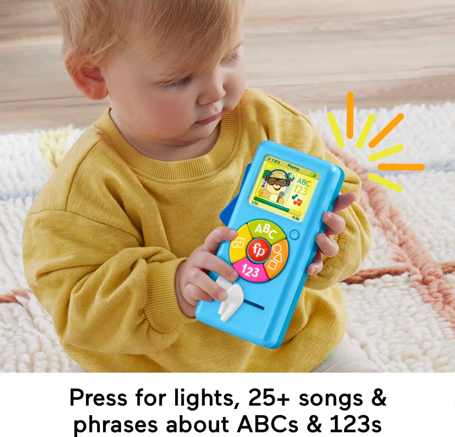 Fisher-Price Laugh & Learn Baby Learning Toy Puppy's Music Player with Lights & Fine Motor Activities for Ages 6+ Months, Blue
