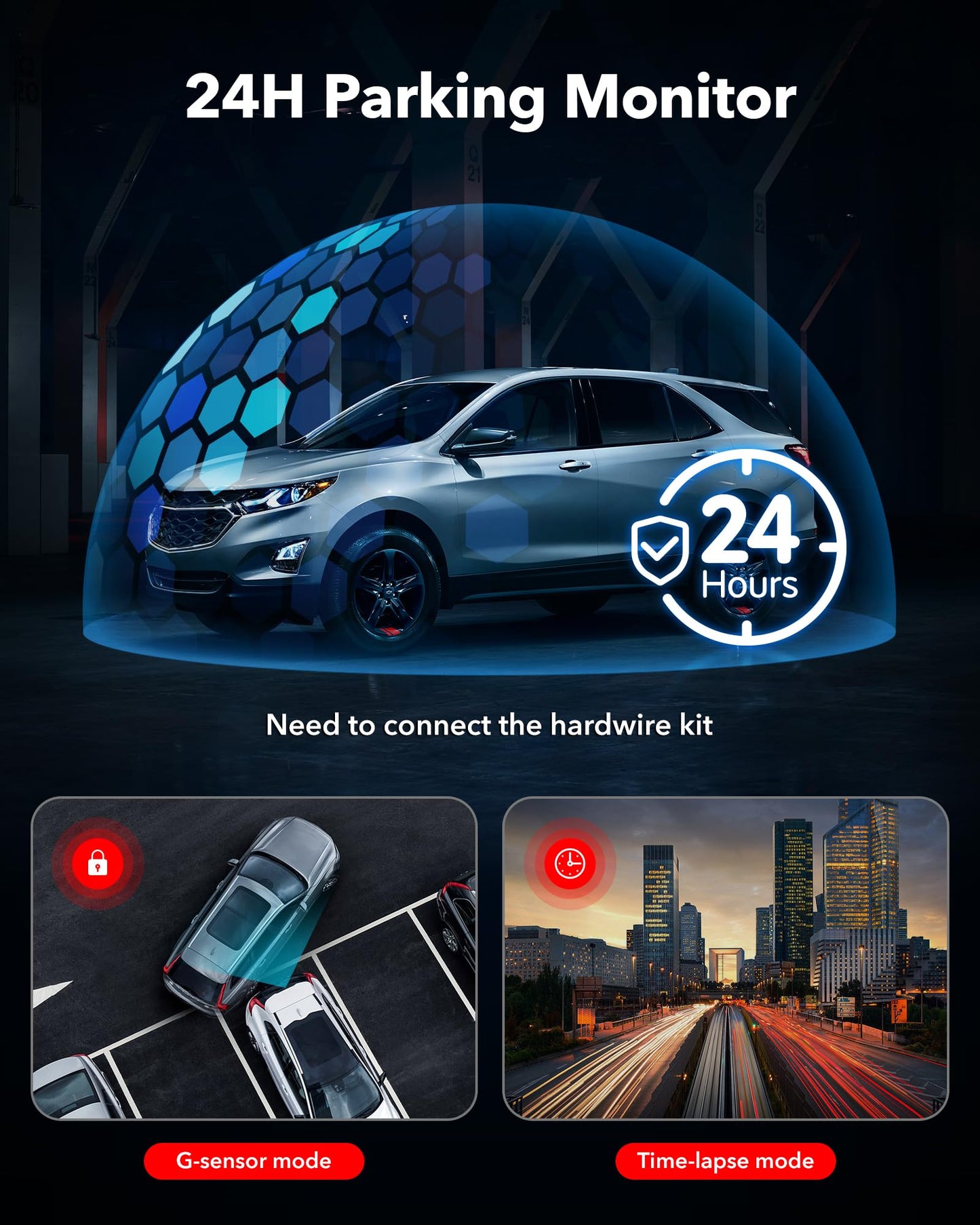 REDTIGER Dash Cam Front Rear, 4K/2.5K Full HD Dash Camera for Cars, Free 32GB Card, Built-in Wi-Fi GPS, 3.16” IPS Screen, Night Vision, 170°Wide Angle, WDR, 24H Parking Mode