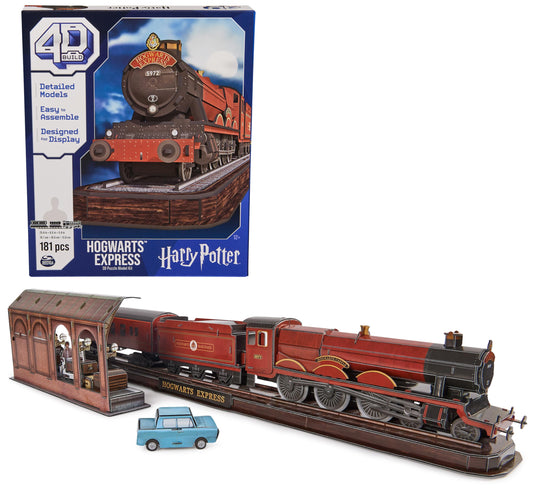 4D Build, Harry Potter Hogwarts Express 3D Puzzle Model Kit 181 Pcs 2.5 Ft Wide Harry Potter Gifts Desk Decor 3D Puzzles for Adults & Teens 12+