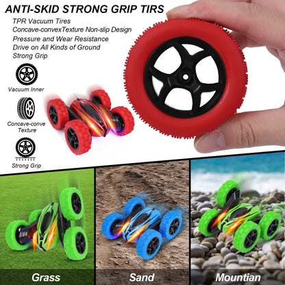 Lumiparty Remote Control Stunt Car Watch Gesture Sensor 4WD Double Sided 360 Rotating Tumbling Rechargeable Car High Speed 2.4GHZ Off Road RC Toy Cars for Xmas Birthday Gift Adult,Red/Green/Blue,3Pack
