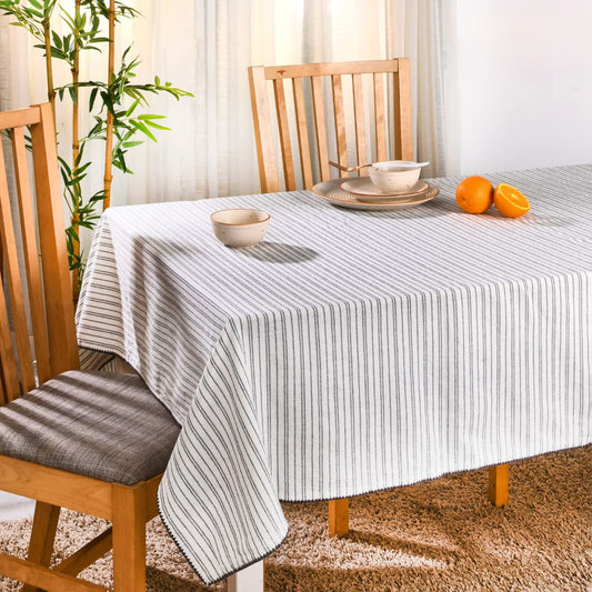 Folkulture Table Cloth for Rectangle Table 60 x 72 Inches, 100% Cotton Boho Tablecloth for Farmhouse Tabletop Decorations, Bohemian Table Cover or Tableclothes for Rustic Wedding, Charcoal Gray